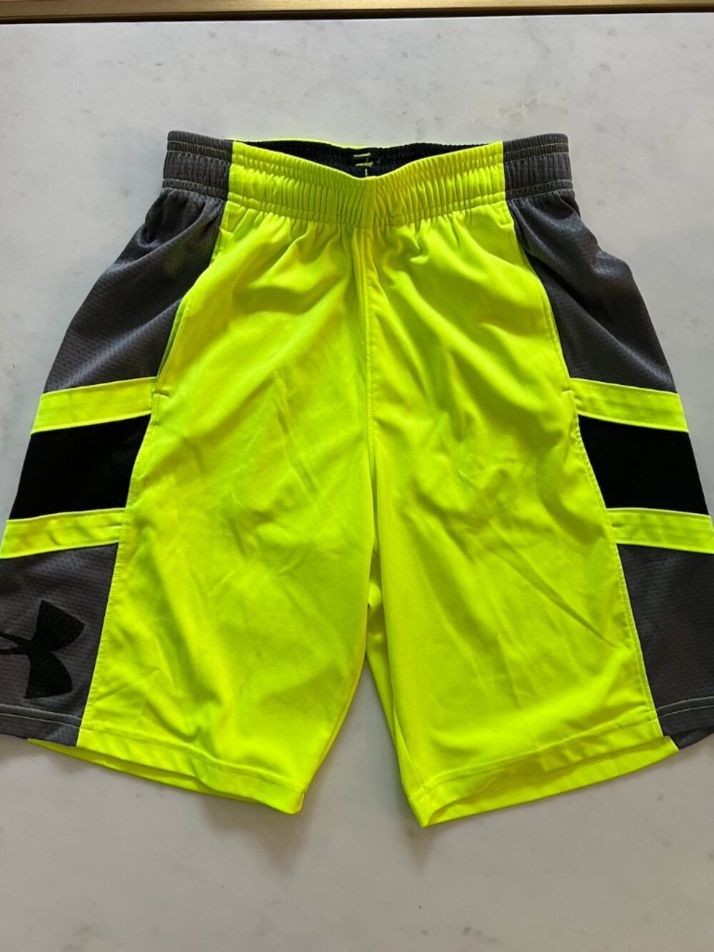 Under Armour Youth Neon Yellow & Black Athletic Shorts
